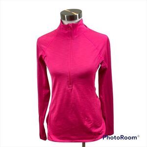 Ladies Under Armour Bright Pink Cold Gear Fitted 1/4 Zip Jacket Size Medium